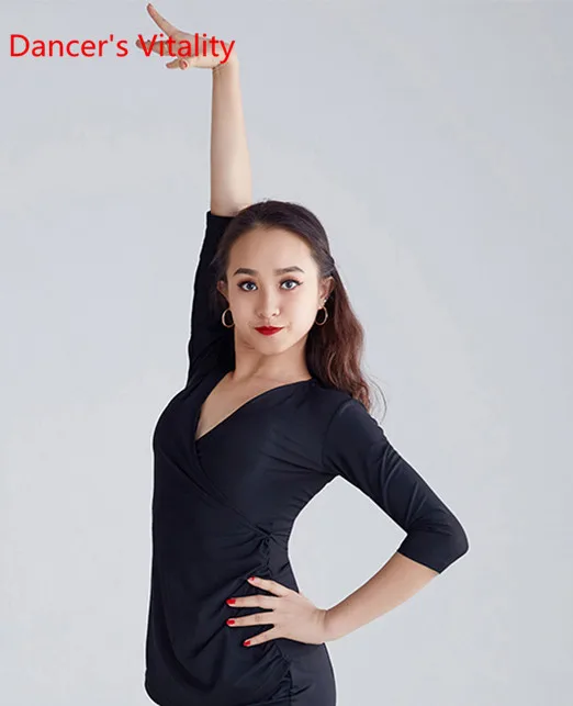 Only Top as photo Одежда для латинского танца, национальный стандарт, топ для взрослых женщин, глубокий v-образный вырез, облегающее бальное платье, для вальса, джаз, танцы, тренировочная одежда - Цвет: Only Top as photo