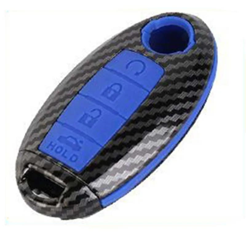 Carbon fiber blue Для Nissan Versa Altima Armada Maxima для Titan 370Z для Infiniti M35 JX35 Q50 углеродное волокно силиконовый чехол для ключей для автомобиля Стильный чехол - Название цвета: Carbon fiber blue