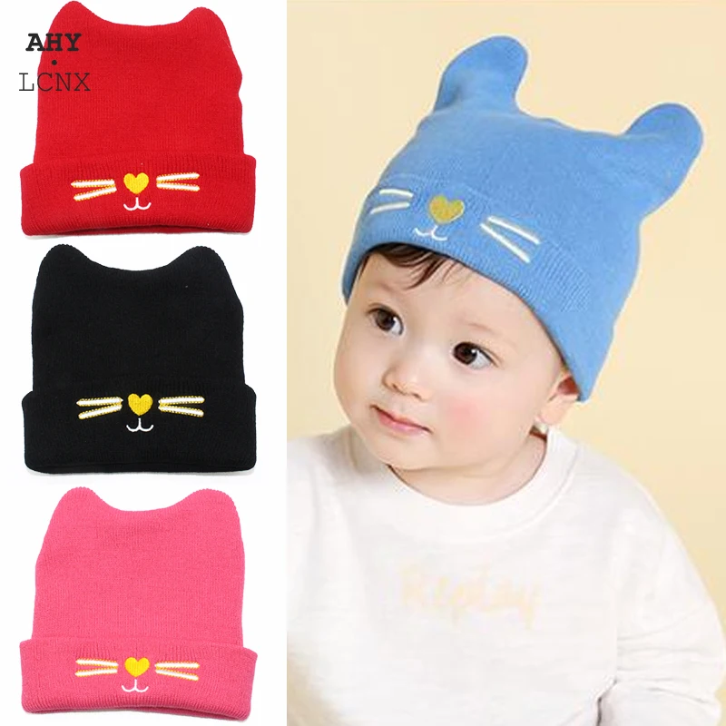 2020 Winter Autumn Hats For Kids Cartoon Cat Ears Infant Baby Toddler Girl Boy Warm Cute Beanie Hat Knitting Cap Christmas Gift | Детская