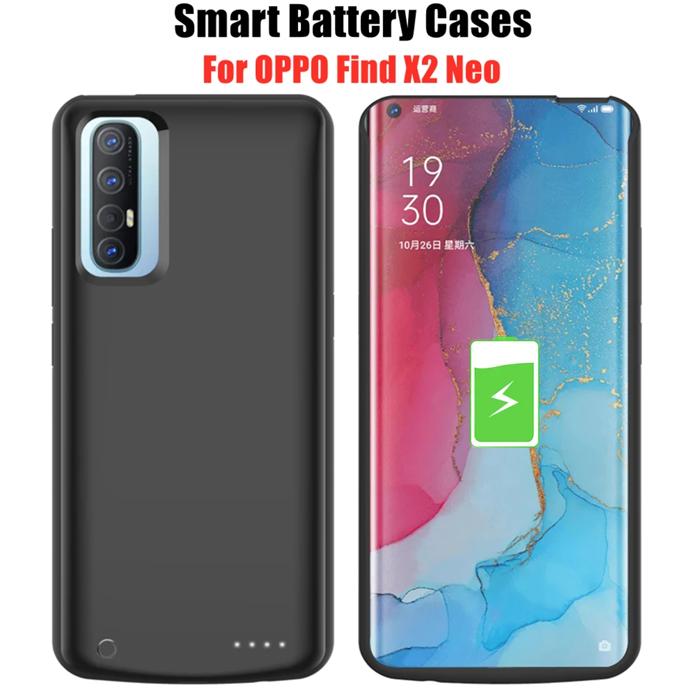 Battery Charger Cases For OPPO Find X2 Neo Powerbank Cases 6800mAh External Battery Cases Power Bank Charging Shockproof Cover