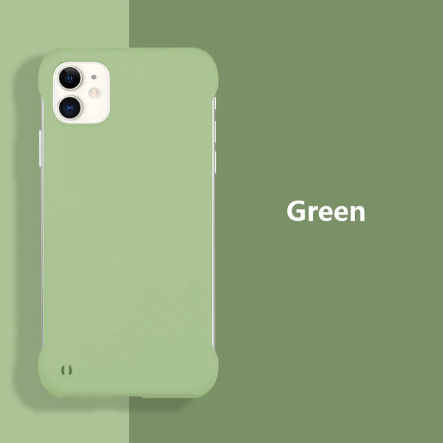 Slim Hard PC Frameless Phone Case For iPhone 13 12 11 Pro Max Mini XR XS X 6 6S 7 8 Plus SE 2 Shockproof Matte Solid Color Cover Green