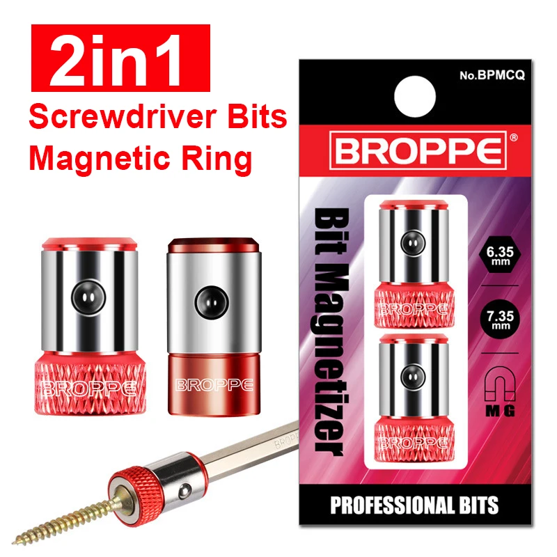 

2in1 Screwdriver Bits Magnetic Ring 1/4" 6.35mm and 1/3" 7.35mm Metal Strong Magnetizer Screw