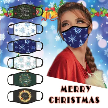 

6PCS Adult Christmas Print Anti-dust Washable Reusable Protect Face Mask Personal Health Care breathable protection Mouth-muffle