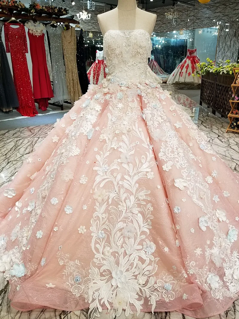 LS12441 розовые пикантные Платье без бретелек Быстрая доставка 3d Цветы без рукавов с открытой спиной вечернее платье 2018 для прекрасной