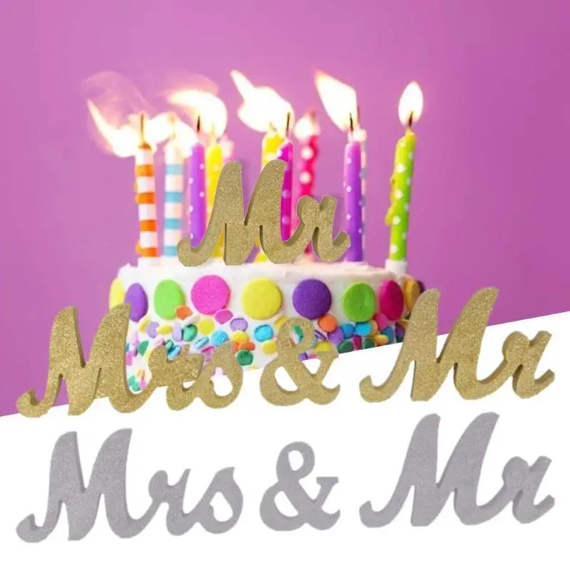3 шт. креативный блеск MR MRS Свадебный Декоративный буквенный знак модная атмосфера необходимые Свадебные украшения гаджеты