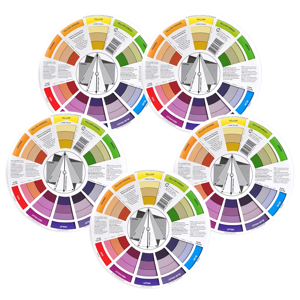 5Pcs 12 Colors Professional Tattoo Nail Pigment Paper Card Wheel Three Tier Design Mix Guide Round The Central Circle Rotates halloween ghost pumpkin creative three dimensional greeting card 3d holiday blessing paper sculpture blessing message card