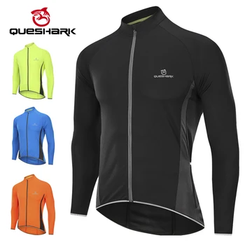 

Queshark Cycling Jerseys Men Bicycle Sportswear Breathable Cycle Downhill MTB Reflective Long Sleeve Clothing Bike Shirts