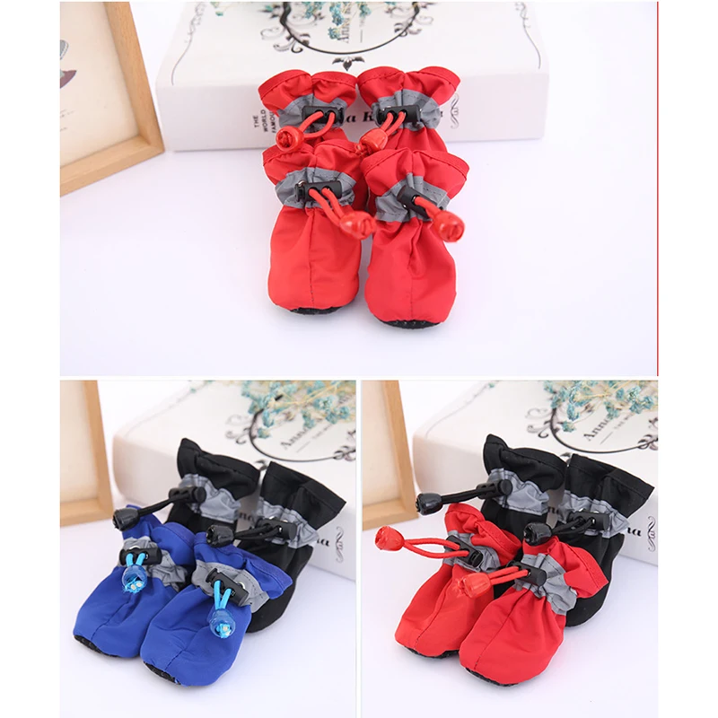 Botas de lluvia antideslizantes con cordón ajustable para perros de compañía, zapatos suaves para perros y gatos, 4 Uds., ALI88