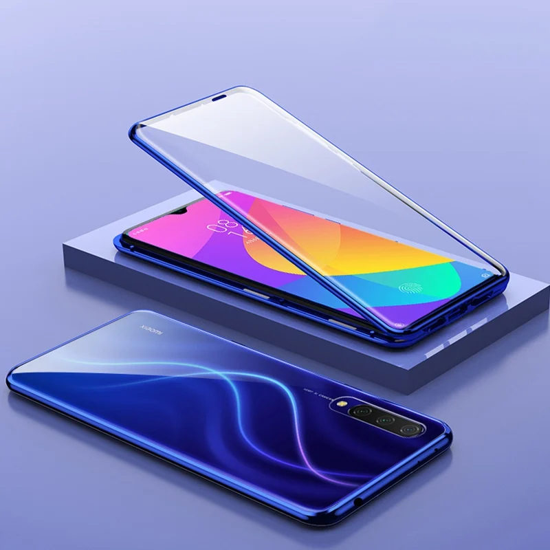 Металлический магнитный чехол для телефона для Xiaomi mi 9 SE mi 9 прозрачный CC9 A3 9 Lite 9 T красный mi K20 Note 7 8 Pro Чехол из закаленного стекла