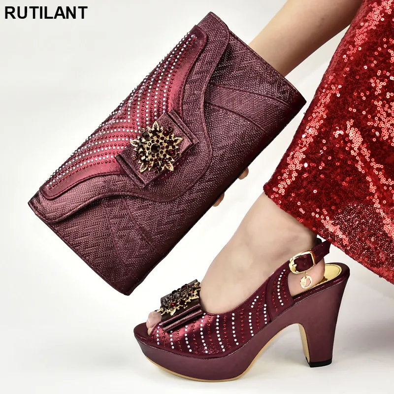 

Latest Design Women Shoes and Bag Set In Italy Nigerian Women Wedding Shoes and Bag Set Fashion Shoes 2019 Buckle Strap Elegant