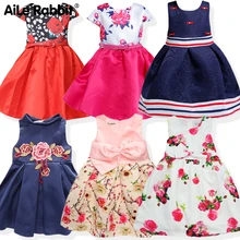 Г. Платье принцессы для девочек детское шифоновое платье с цветами, кружевное вышитое платье-топ на бретелях детская одежда INS для девочек, От 3 до 12 лет