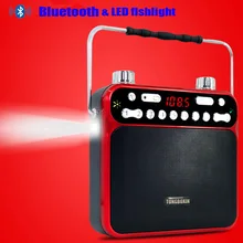 Высокая мощность Bluetooth динамик мегафон светодиодный фонарик fm-радио USB TF AUX 3,5 мм микрофон с функцией записи звука с 2 18650 тестом