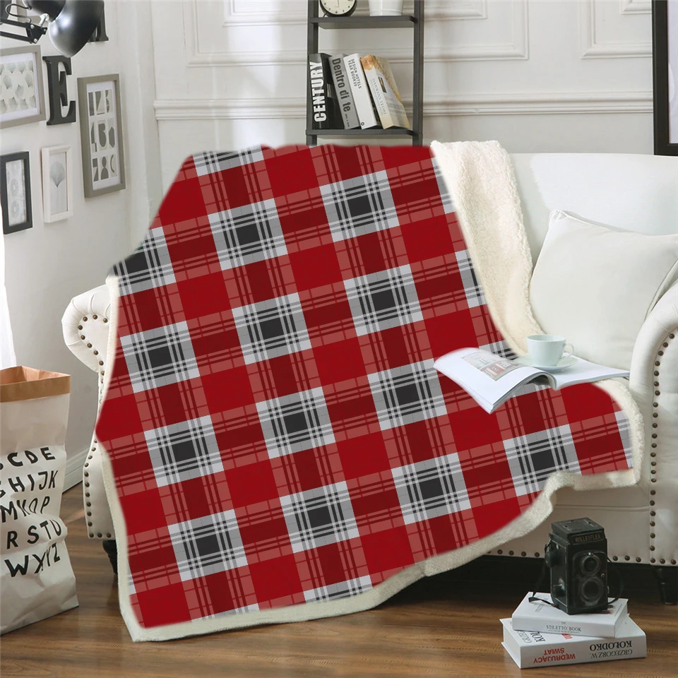 3D печатных плед зимнее одеяло толстые плюшевые края Флисовое одеяло теплое одеяло-покрывало плед - Цвет: Сливовый