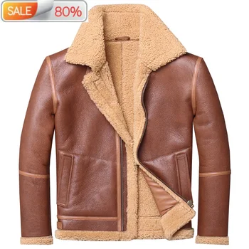 

2020 New Genuine Leather Men Vintage Autumn Winter Sheepskin Coat Shearling Wool Fur Jacket Man M1903 B23214