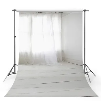

Mehofond White Curtain Backdrops White Room Wall Wood Floor Newborn Food Pet Photography Backgrounds for Photo Studio Photocall