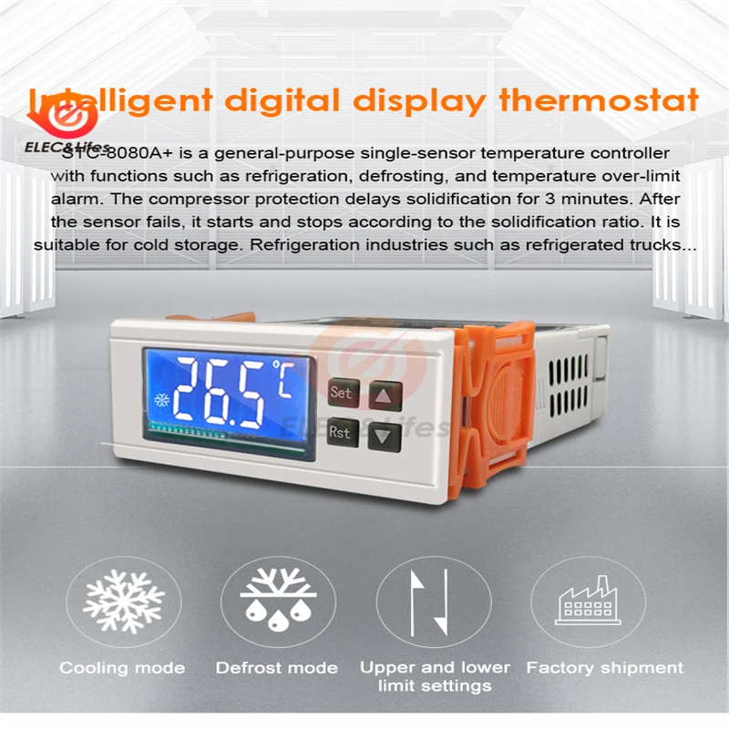 Termostato Digitale STC-8080A+ – 12/24/220V, Timer Automatico, Controllo Temperatura