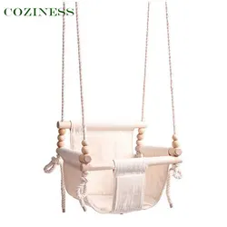 Confortable – balançoire en coton et en pin pour bébé, chaise à bascule d'intérieur, petit panier suspendu, en tissu, pour enfants 