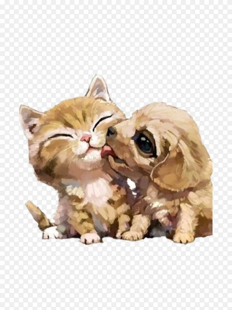 狗猫宠物水彩画 棕色小猫png图片素材免费下载 图片编号 Png素材网