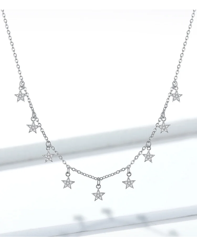 VOROCO, 925 пробы, серебряная короткая цепочка, ожерелья, звезды, межзвездные, колье, ожерелья для женщин, свадебное, хорошее ювелирное изделие, BNN116