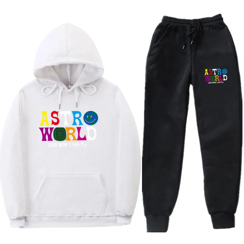 white MK0226 Разноцветные толстовки с капюшоном ASTROWORLD, комплекты брюк, мужская и женская мода, уличная одежда с надписью «MoM I Can FLy», спортивный костюм, штаны, костюм - Цвет: white MK0226