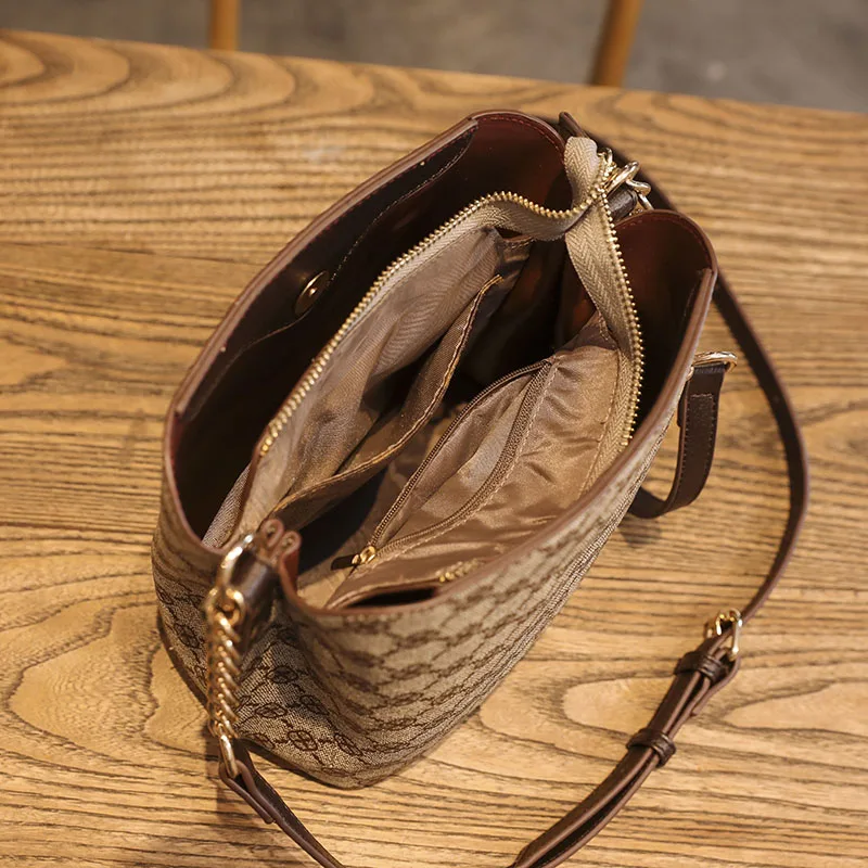 Shoulder Bag For Women New Luxury With Crossbody Sling Chain Strap Plaid Mahjong Designer Brand Pu Leather Vintage Handbags
