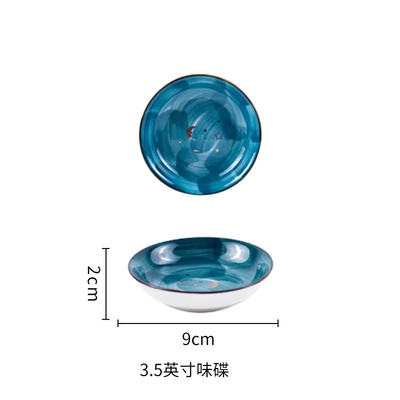 Высокое качество скандинавские японские Ручная роспись керамические звездное небо столовая посуда рисовый суп миски для лапши рыбы стейк тарелка блюдо - Цвет: 3.5 dish