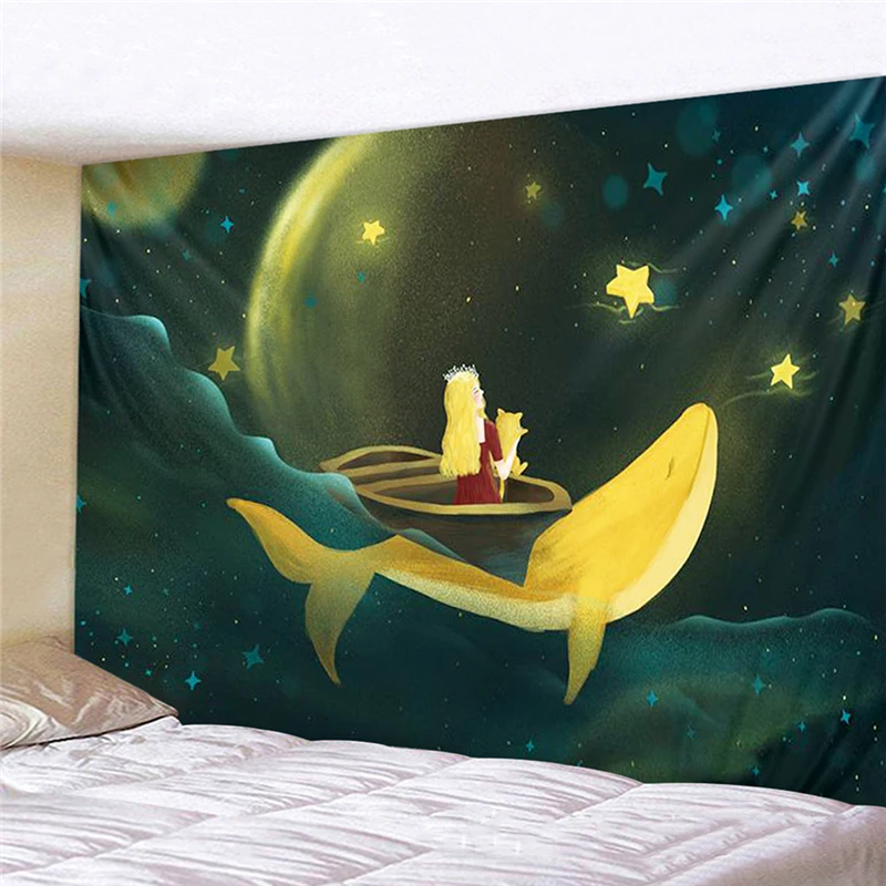 Creative Hot Mandala Tapestry Whales Galaxy Celestial Tapestry Bohemian Art Decor Wall Hanging Polyester Fabric for Home Decor