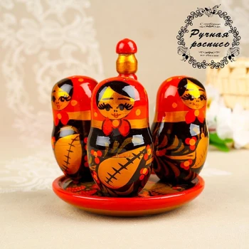 

Set for spices "Matryoshka", 4 pieces, khokhloma 4011177