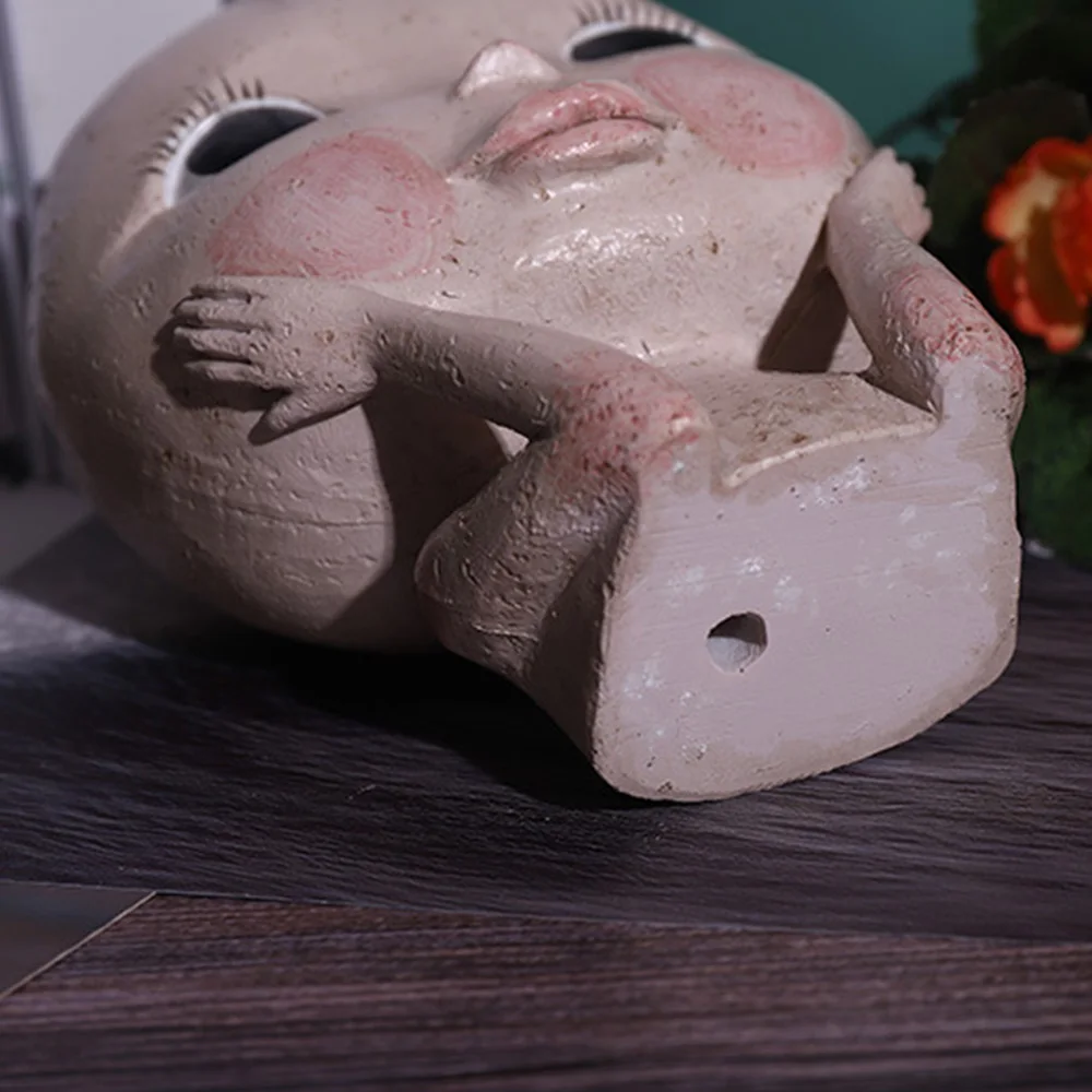 Nordic Творческий смолы человеческая голова ваза Art Цветочная композиция кукла