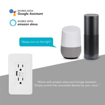 

Smart Wall Outlet Plug WiFi In-Wall Socket Remote Control Time Alexa Google Home