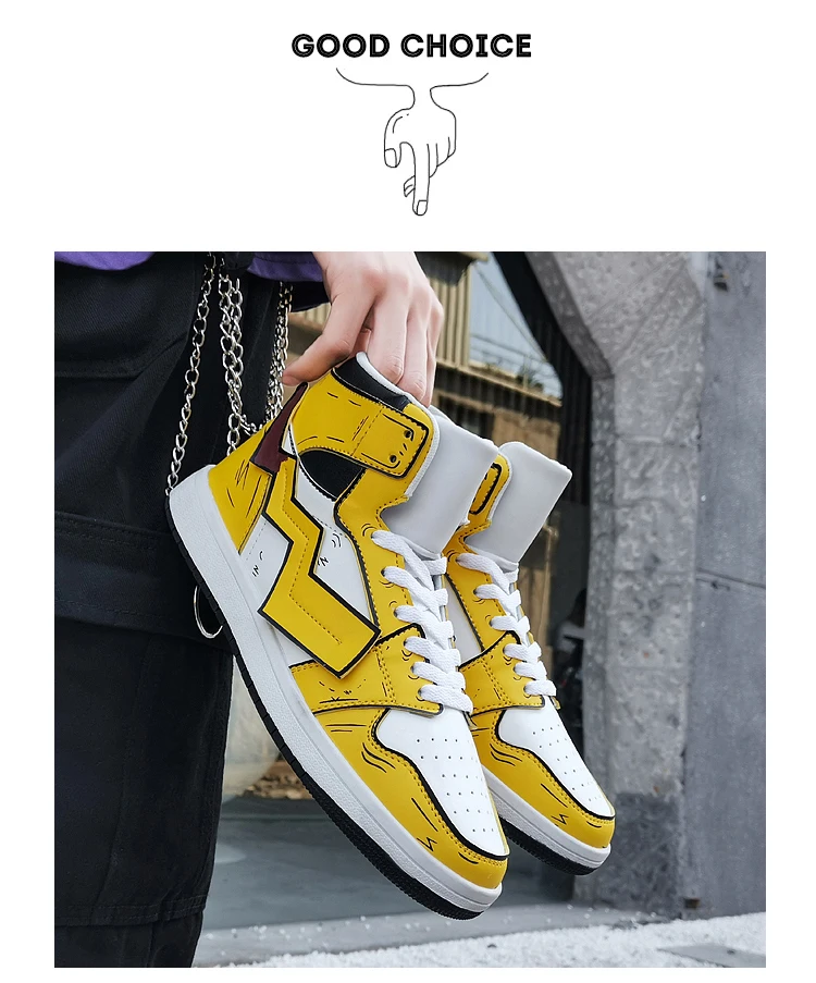 Pikachu Martin Boots Mens Short Boots High Top Boots Mens Snow Military Boots British Chelsea AI force Boots Unisex Men Shoes