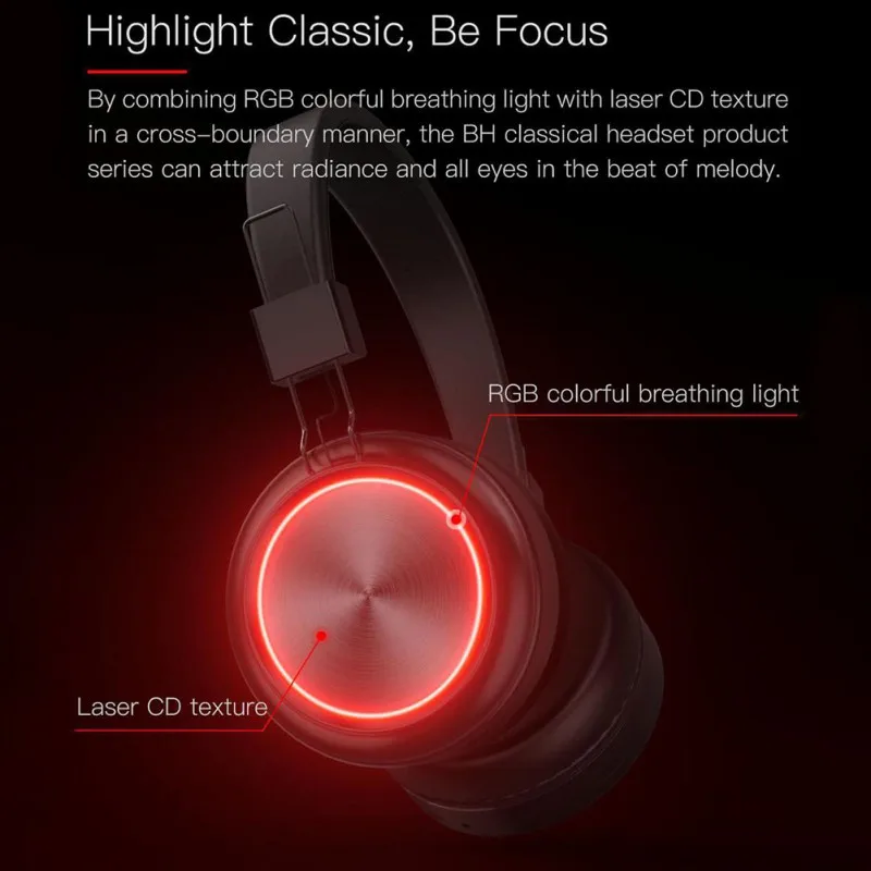 Colorama Bluetooth Headset Beautiful RGB Colorful Light FM Radio Wireless Headph Memory card