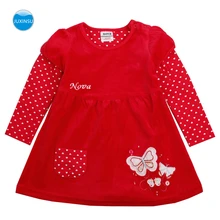 JUXINSU/осенне-зимние платья с длинными рукавами для девочек толстый хлопок хлопковый пух с вышивкой бабочки для девочек от 1 до 7 лет