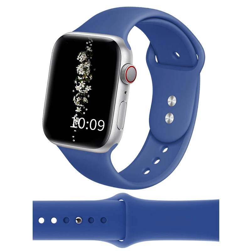 GELUOYA мягкий силиконовый спортивный ремешок для наручных часов Apple Watch, версии 5/4/2/38 мм/42 мм резиновый ремешок для наручных часов iWatch серии 5 4 40 мм 44 мм - Цвет ремешка: Navy Blue
