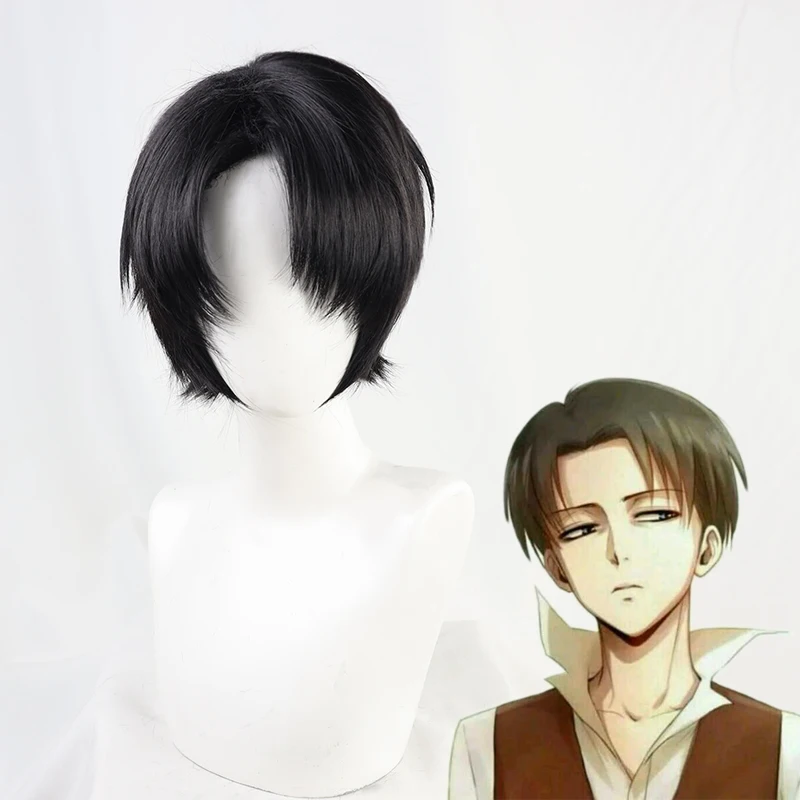 

Attack on Titan Levi Ackerman Short Black Hair Rivai Ackerman Heat Resistant Cosplay Costume Wig Peruca Pelucas