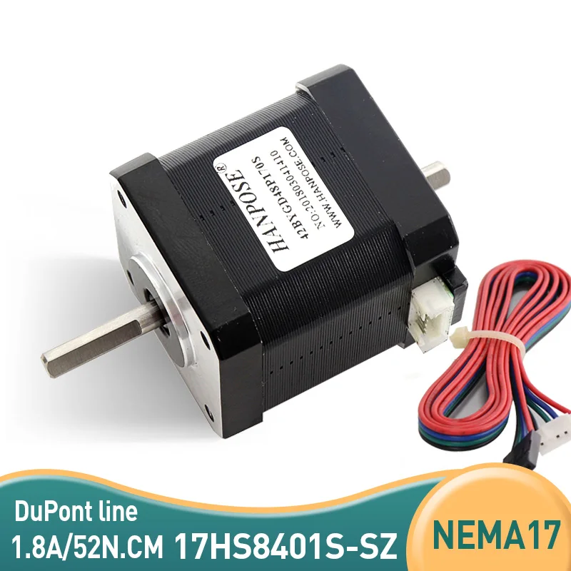 Шаговый электродвигатель NEMA17 17HS8401S-SZ 1.8A 52N.cm 60 мм 12 В шаговый для робота ЧПУ