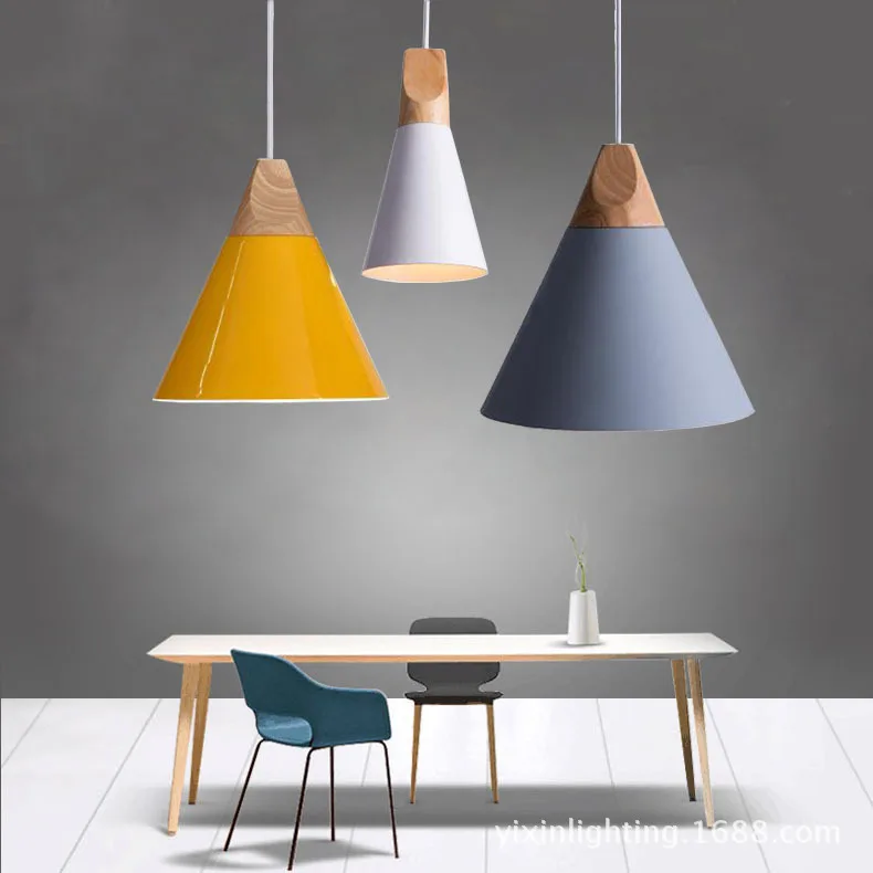 

Northern European-Style Combination Restaurant Bar Counter Solid Wood Cone Creative Chandelier Modern Minimalist Bedroom Library