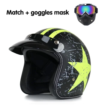 

Men's and women's classic motorcycle rear helmet 3 / 4 open face Vintage helmet