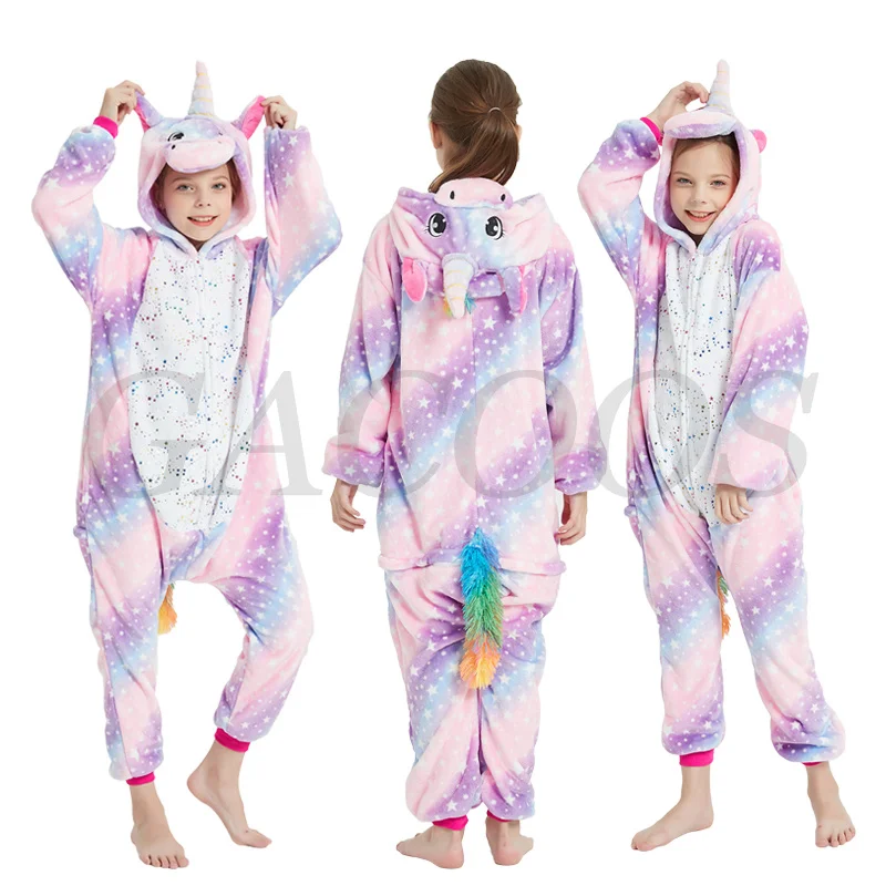 Children Warm Pyjamas Kids Unicorn Pajamas Panda Dog Cartoon Sleepwear Girls Boys Clothes For 6 8 10 12 14 16 18Years Night Wear