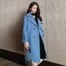 Осень-зима, офисное длинное пальто, женская тонкая куртка с карманами, шерстяное Женское пальто, модные элегантные куртки, синие пальто, топы