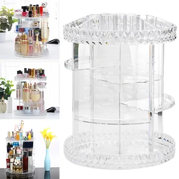 

DropShipping 360 Rotating Crystal Cosmetic Storage Box Multifunction Detachable Makeup Organizer Containting Box