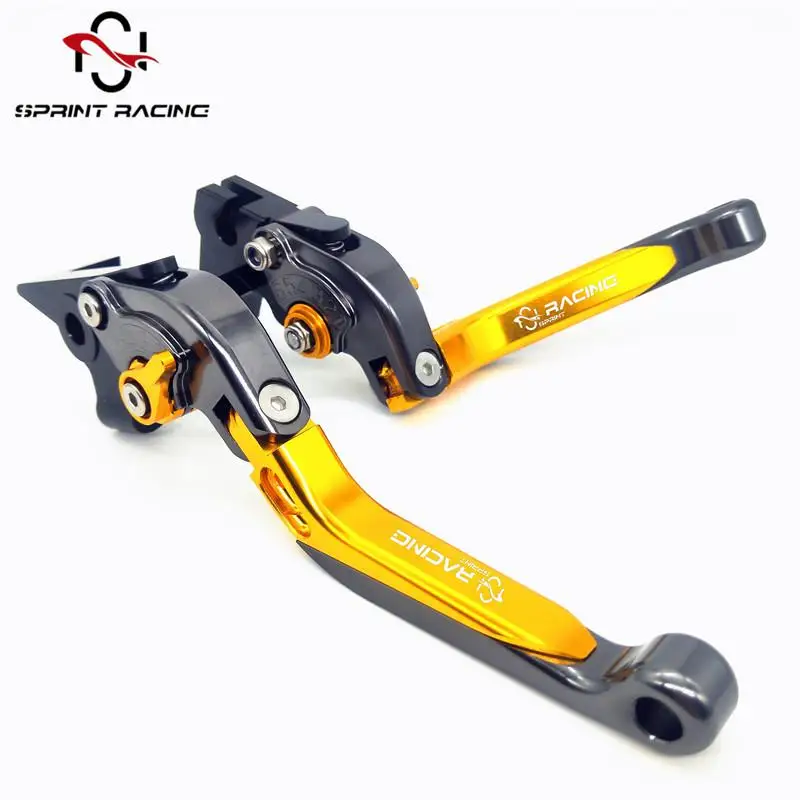 Sprint Racing Motorcycle Folding Extendable CNC Adjustable Clutch Brake Levers Handlebears Accessories For benelli TNT135 TNT125 - Цвет: Titanium-gold