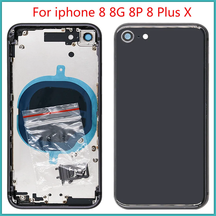 AAA+ quality For iphone 8 8G 8P 8 Plus X Battery Back Cover Door Rear Cover+ Middle Frame+ sim card