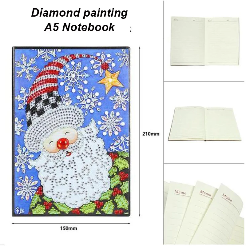 5D DIY Santa Claus Diamond Painting A5 Notebook Diary Book Sketchbook Special Shaped Mandala NoteBook Christmas | Дом и сад
