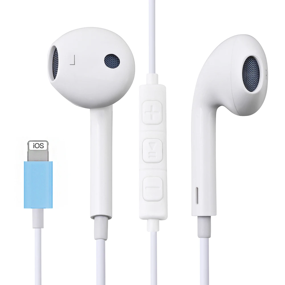No fone de ouvido para iphone 7 8 plus x xr xs max 11 pro max som estéreo com fio fones de ouvido com microfone controle (bluetooth)