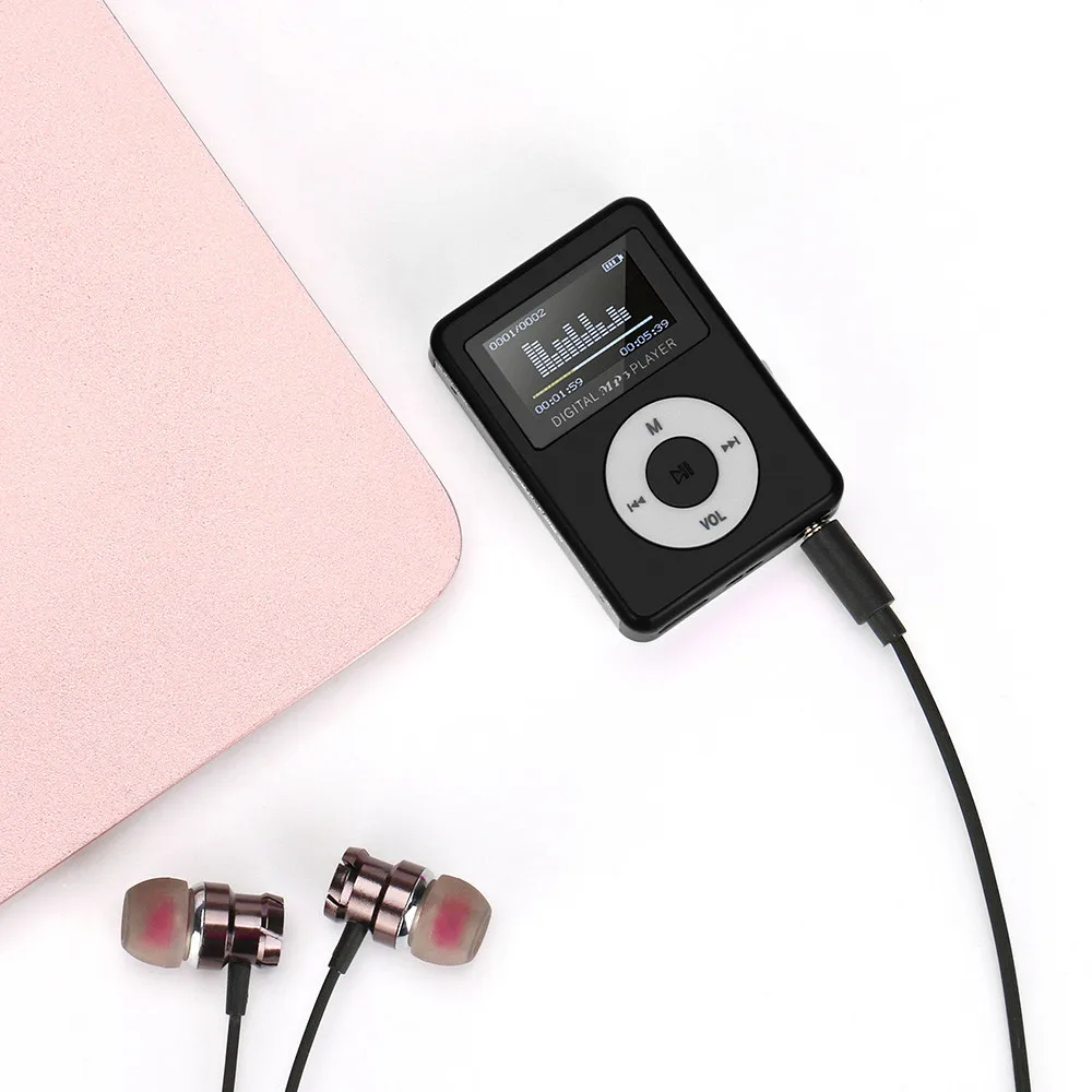 USB мини MP3-плеер ЖК-экран Поддержка 32 ГБ Micro SD TF карта# T2
