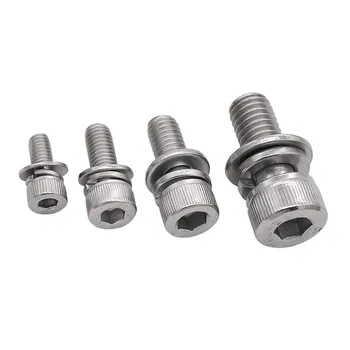 

M4 Hexagon Socket Head Cap Screws Spring Washer Three Combination Screw vis inoxydable parafuso inox Viti Rvs DIN6900-5/DIN912