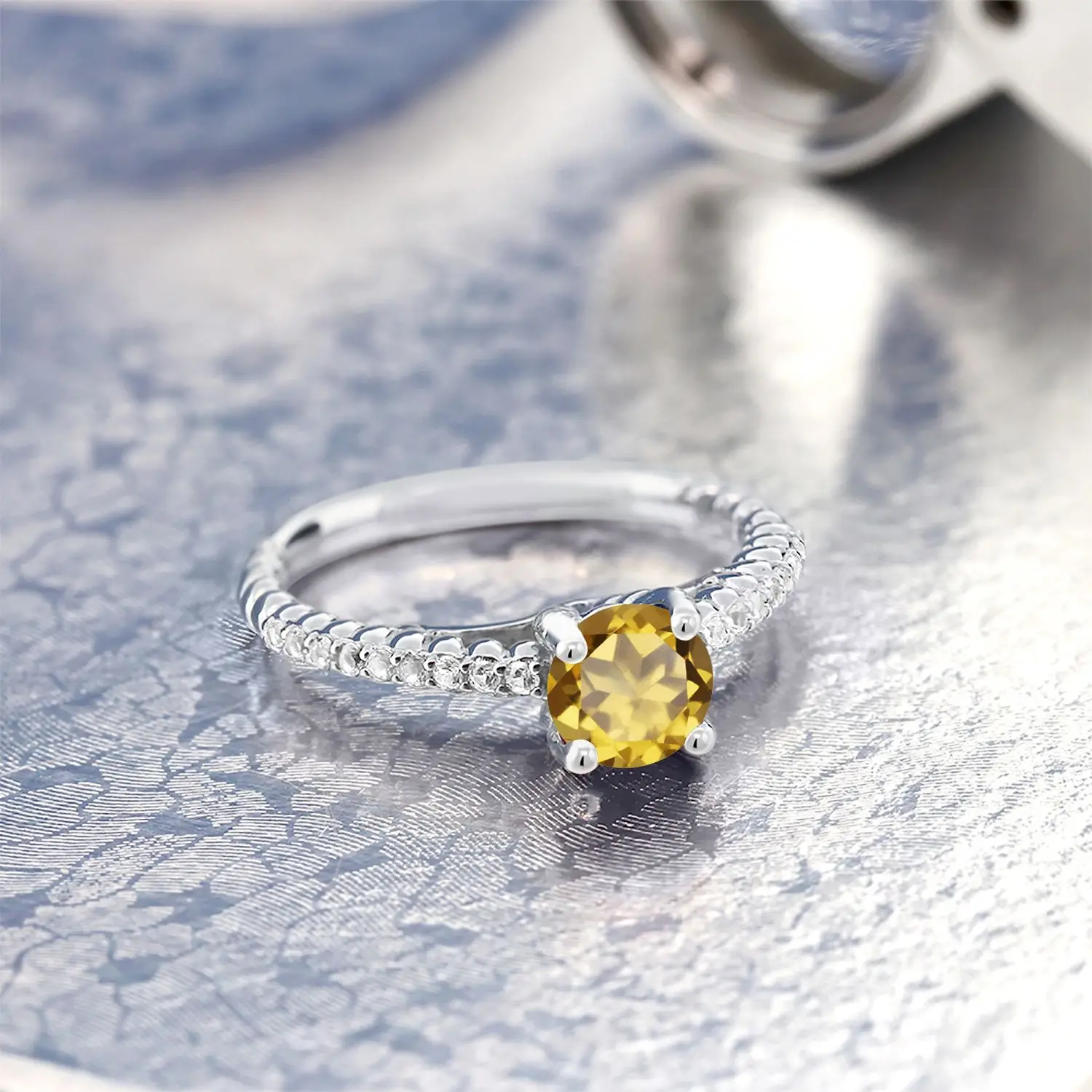 Драгоценный Камень Королевский 1,43 Ct круглые цвета шампанского кварца G/H Лаборатория Grown Diamond 925 пробы Серебряное кольцо ювелирные изделия