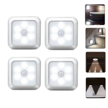 

Battery Powered 6 LED Square Motion Sensor Night Lights Induction Under Cabinet Light Closet Lamp for Stairs Kitchen