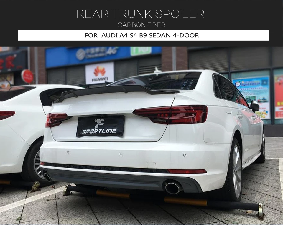 Черный карбоновый задний багажник спойлер крыло для Audi A4 S4 B9 Седан